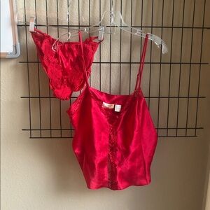 Victoria's Secret Red Lace Camisole and Panty Set Size Large on Both NWOT